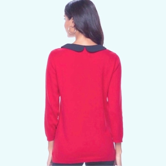 Elle Red Sweater with Black Polka Dots Size XS - Picture 2 of 10